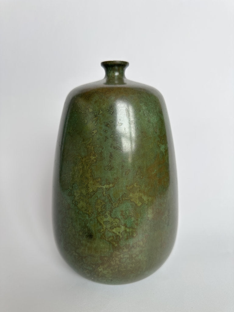 Japanese Bronze Hanaire Vase | Showa Era | Natural Rokushō Patina | Ube Industries
