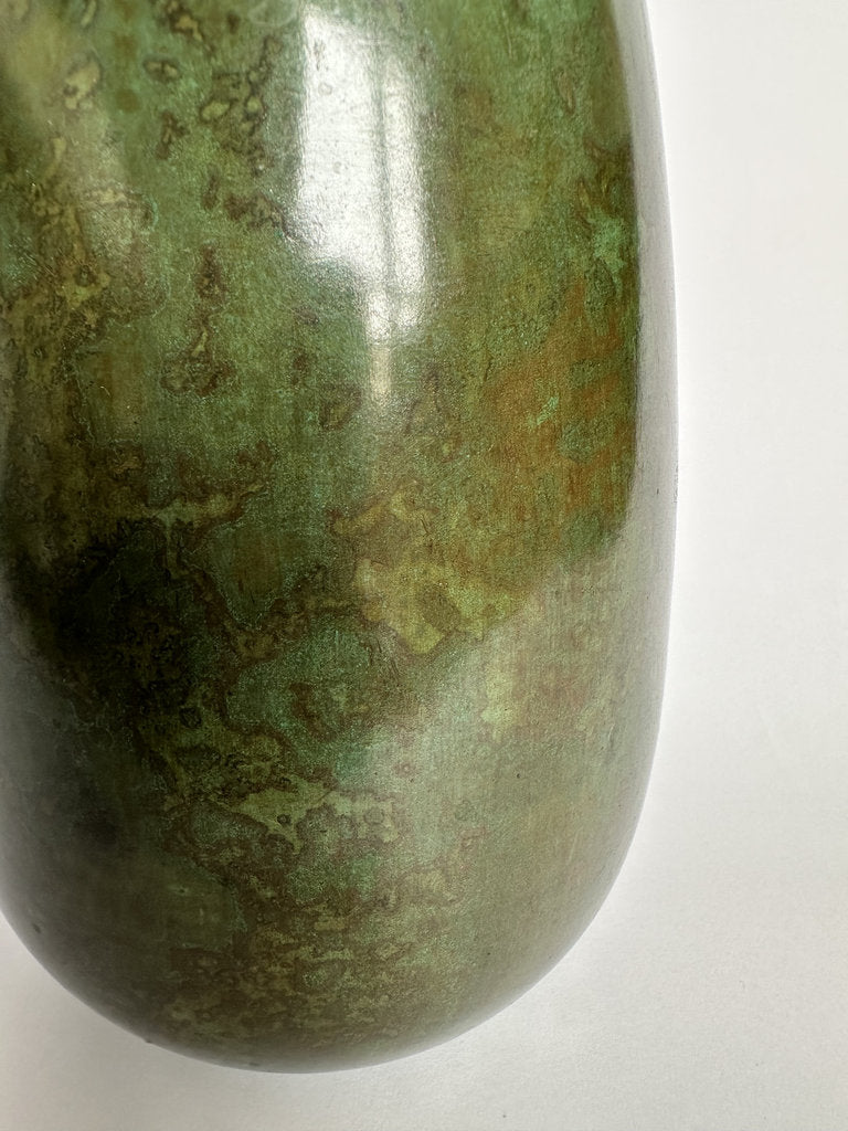 Japanese Bronze Hanaire Vase | Showa Era | Natural Rokushō Patina | Ube Industries