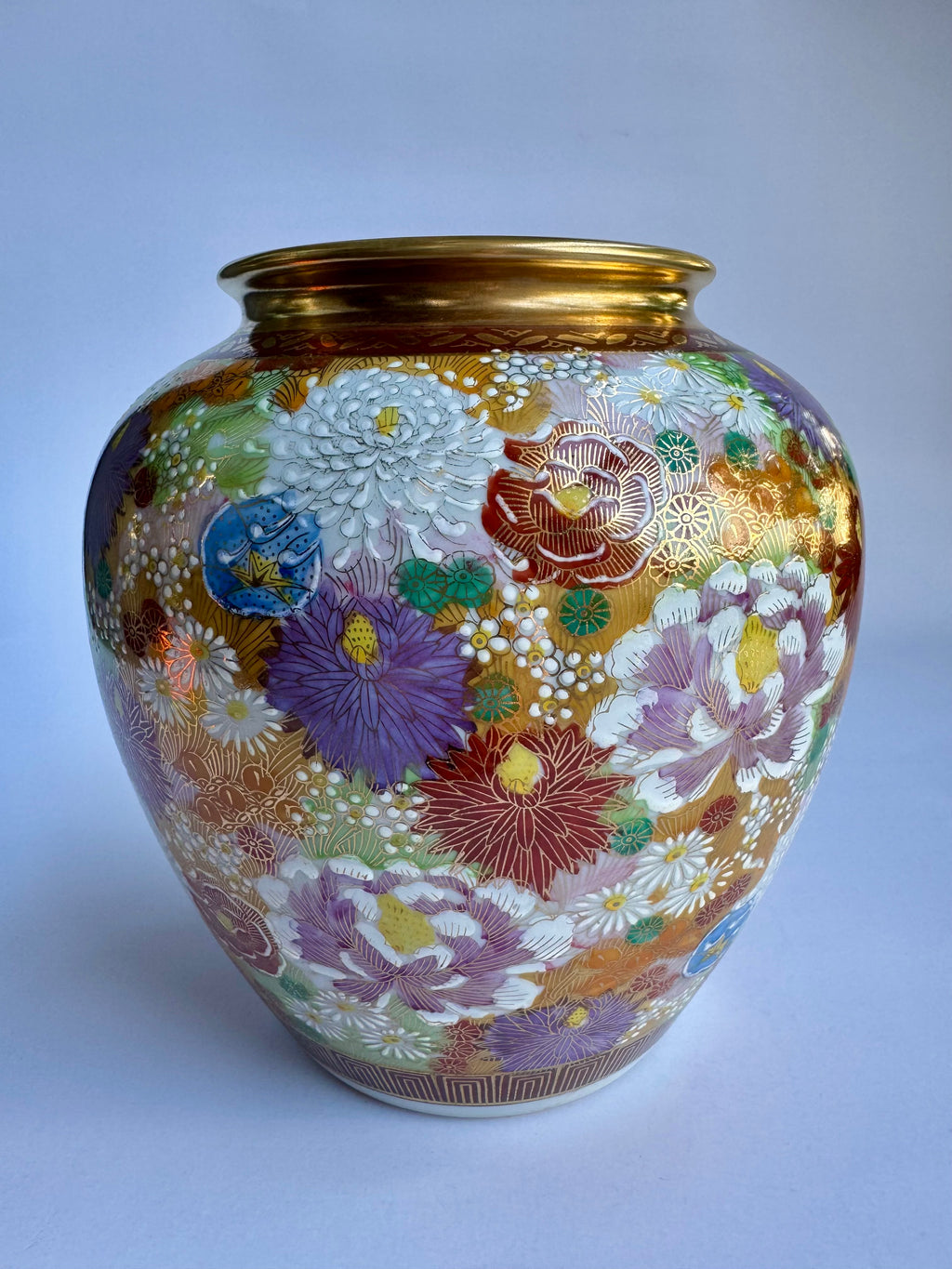 Vase - Hand-Painted Multi-Color Floral Porcelain