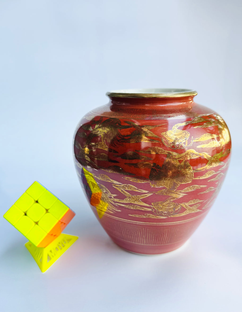 Kutani Red Phoenix Vase - Fine Japanese Porcelain | Chikoyaki
