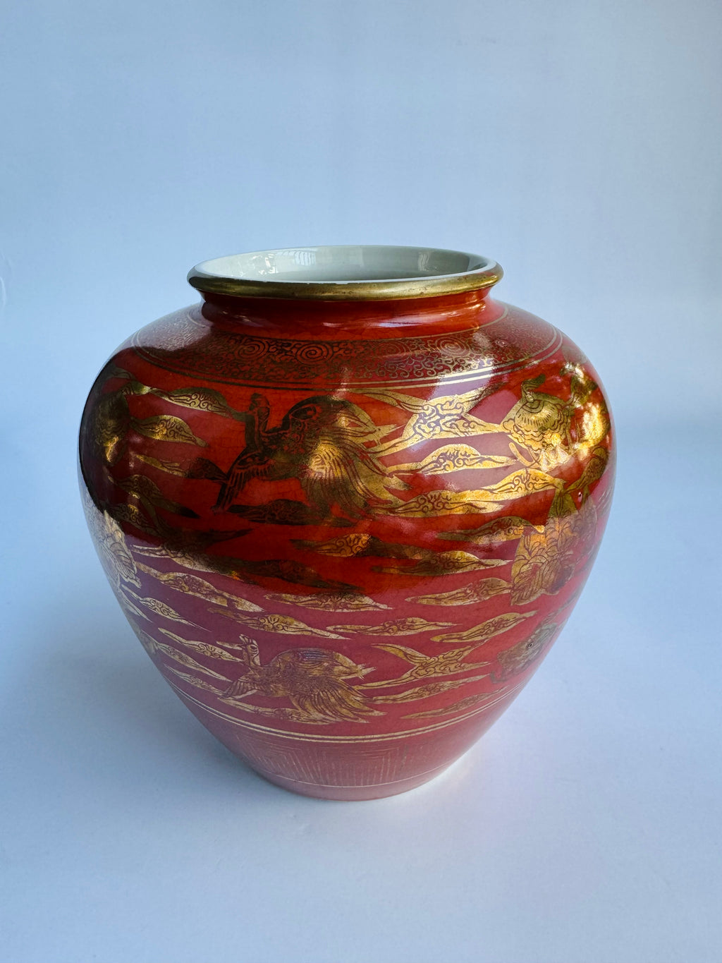Kutani Red Phoenix Vase - Fine Japanese Porcelain | Chikoyaki