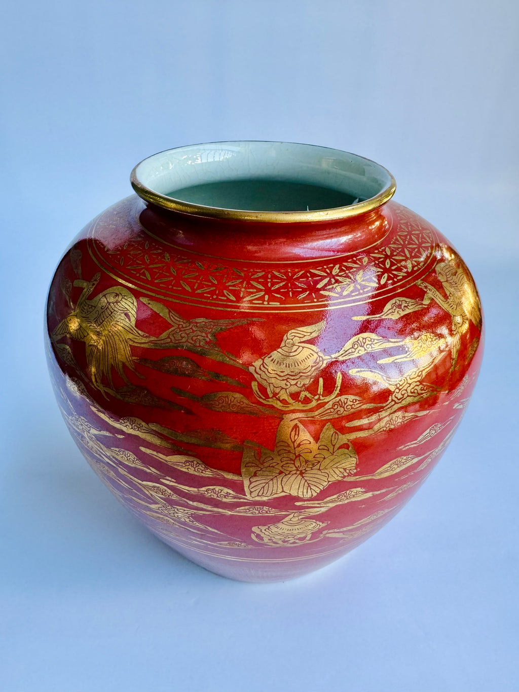 Kutani Red Phoenix Vase - Fine Japanese Porcelain | Chikoyaki