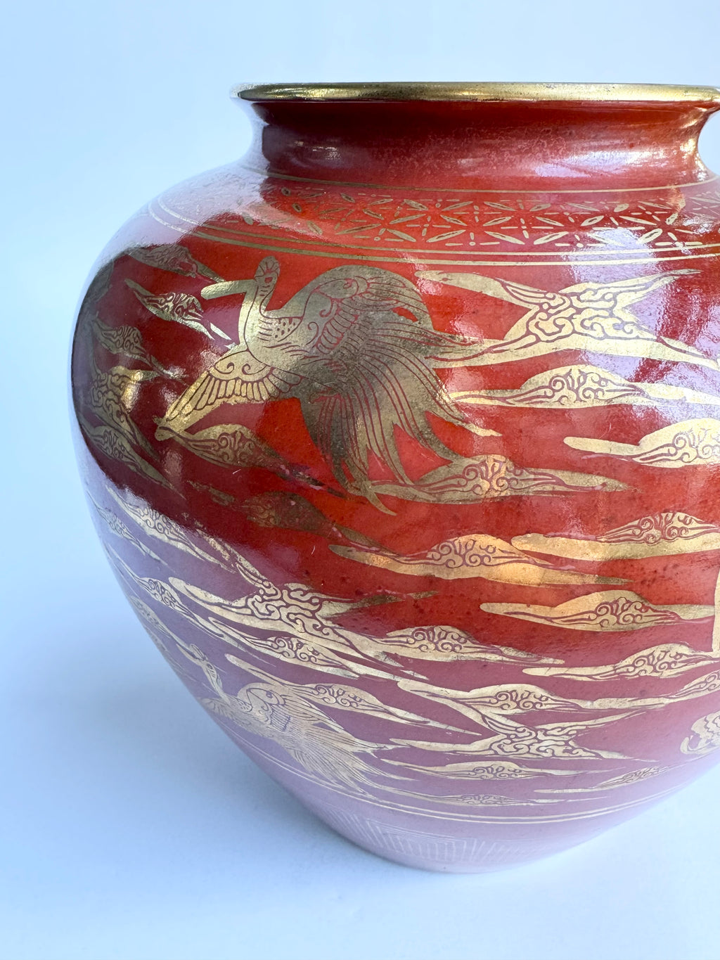 Kutani Red Phoenix Vase - Fine Japanese Porcelain | Chikoyaki