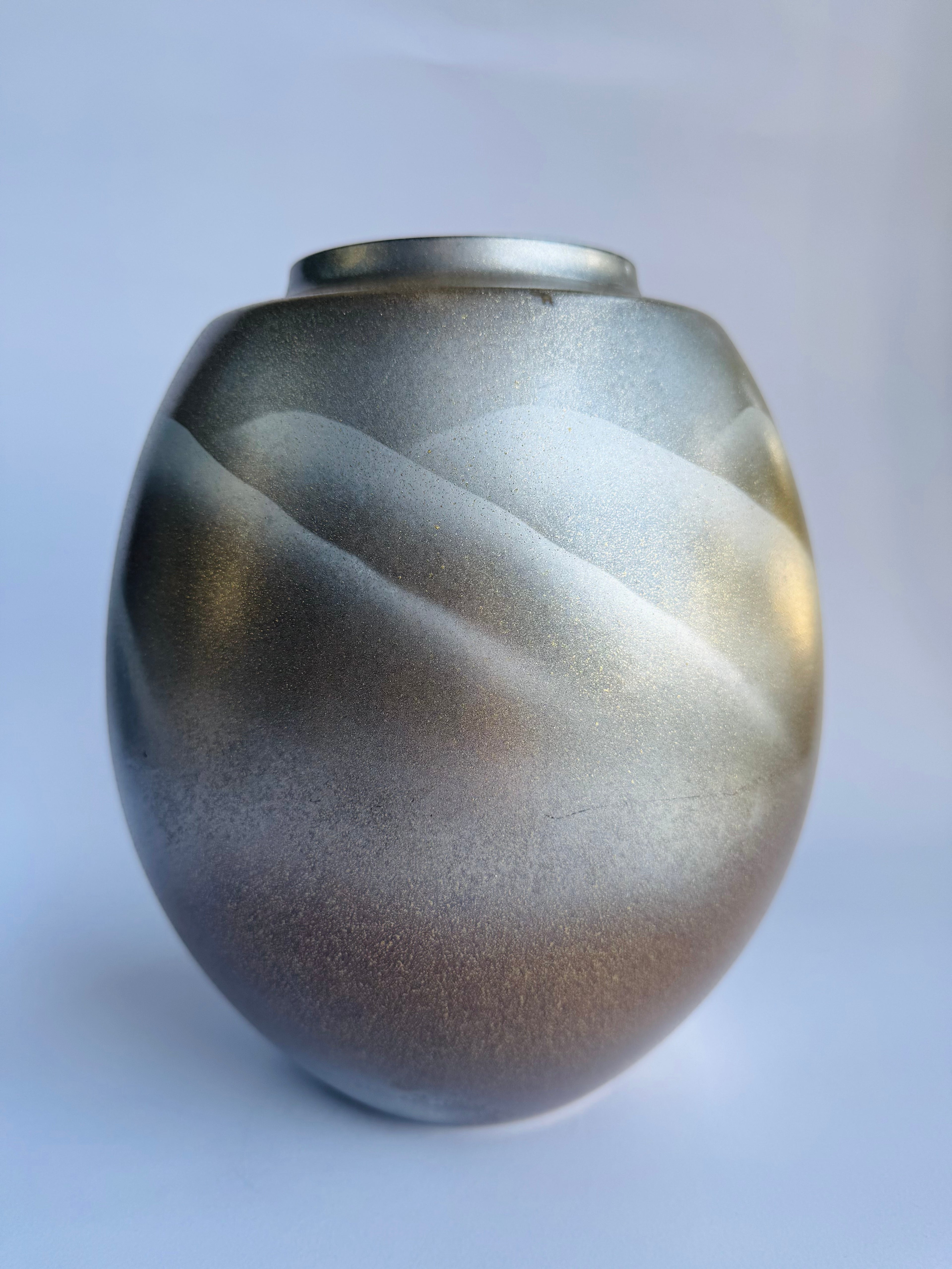 Vintage Kutani Vase with Flying Cranes & Clouds