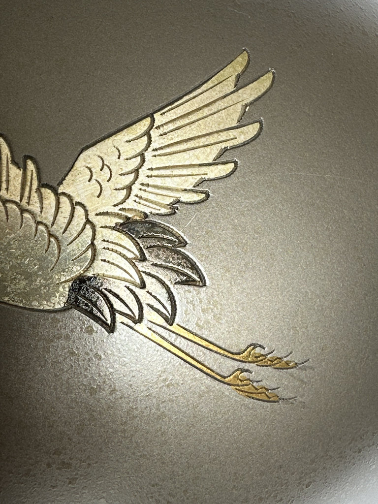 Pair Japanese Bronze Vases | Meiji–Taishō | Flying Cranes Gold Silver Zōgan