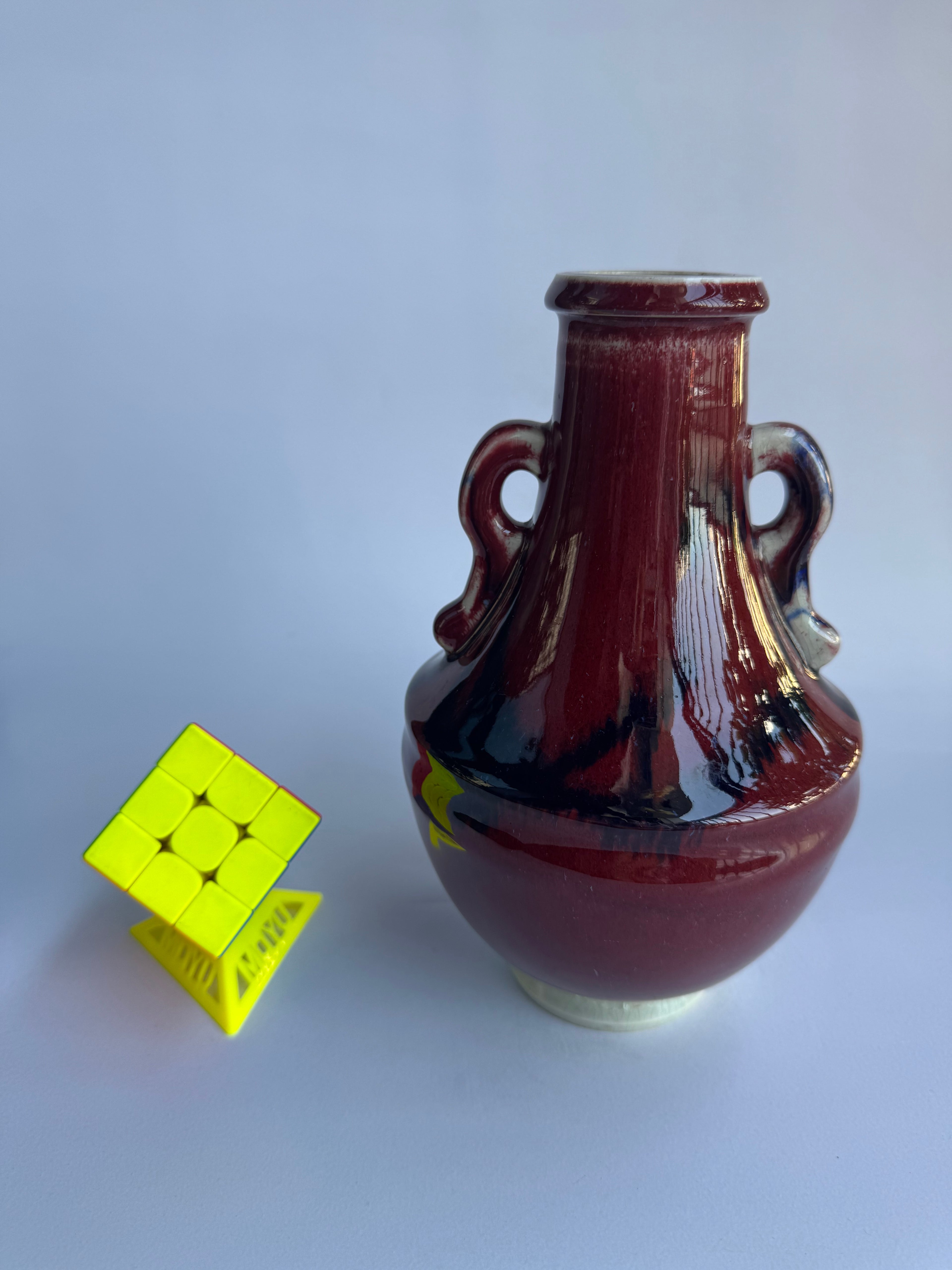 Japanese Ruby-Red & Indigo Drip Ceramic with Mono no Aware Aesthetic