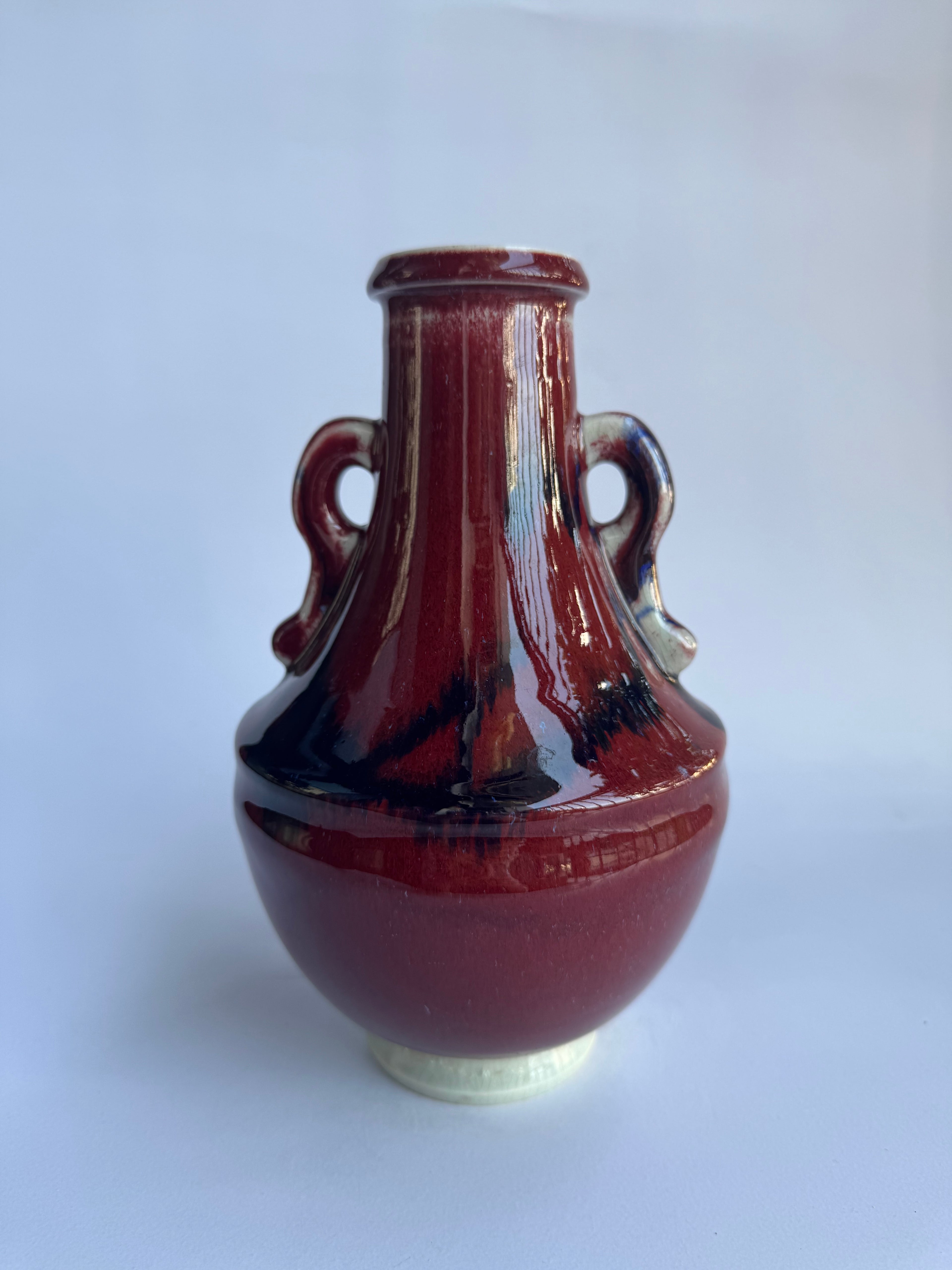 Japanese Ruby-Red & Indigo Drip Ceramic with Mono no Aware Aesthetic