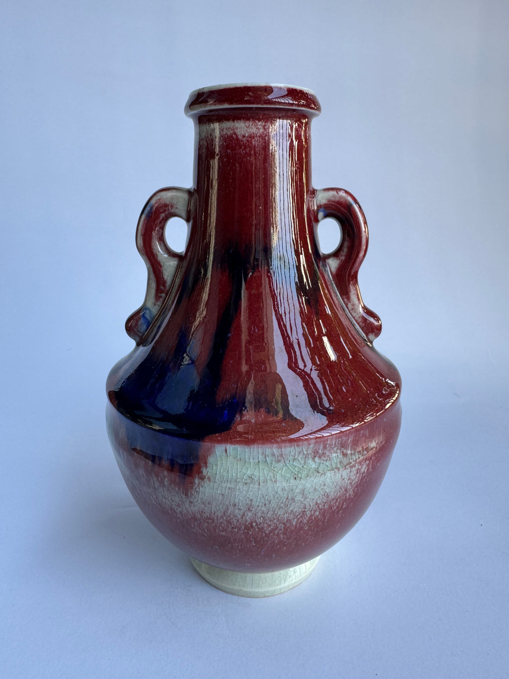 Japanese Ruby-Red & Indigo Drip Ceramic with Mono no Aware Aesthetic