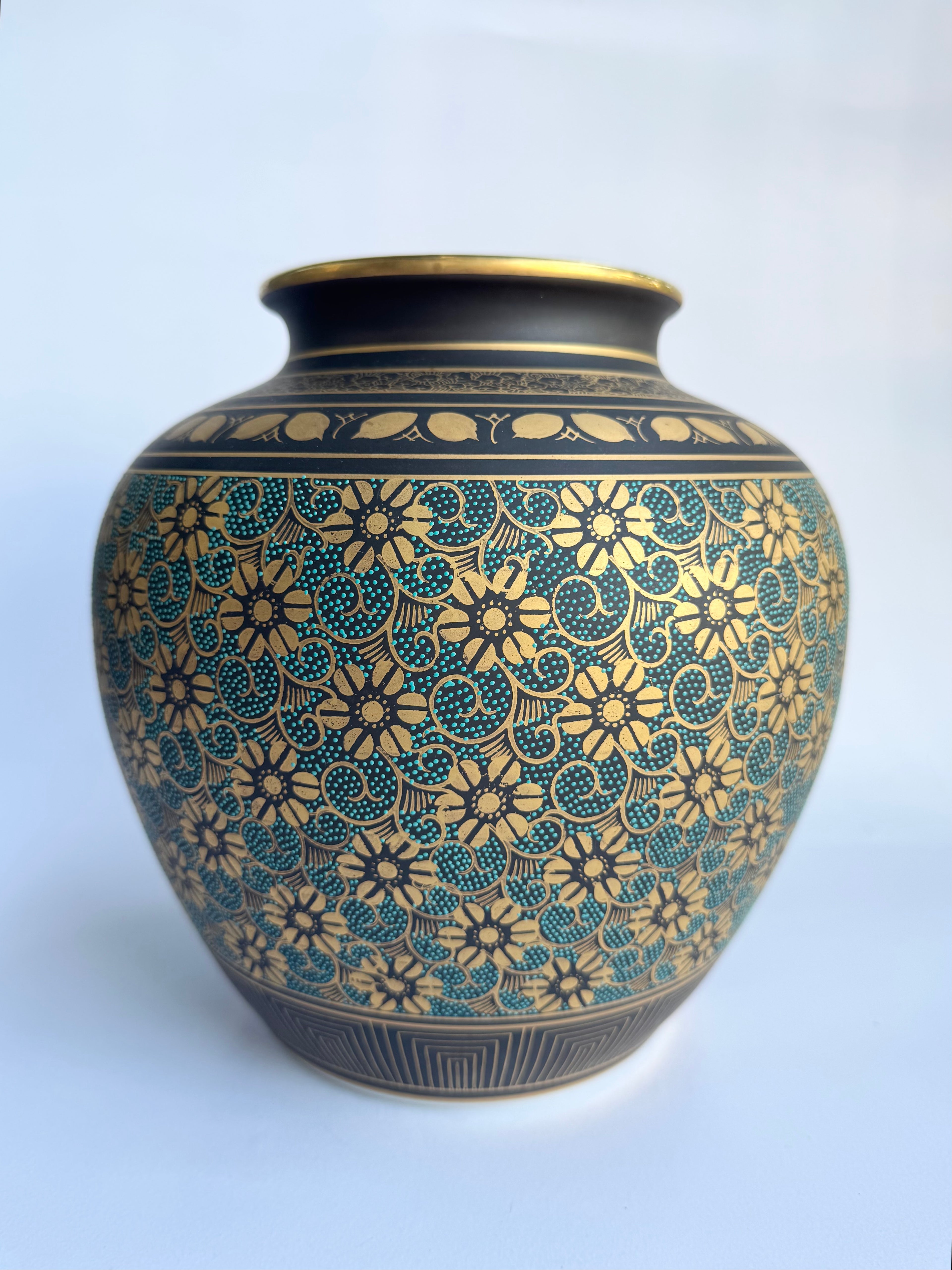 Bronze-Decorated Chrysanthemum Vase