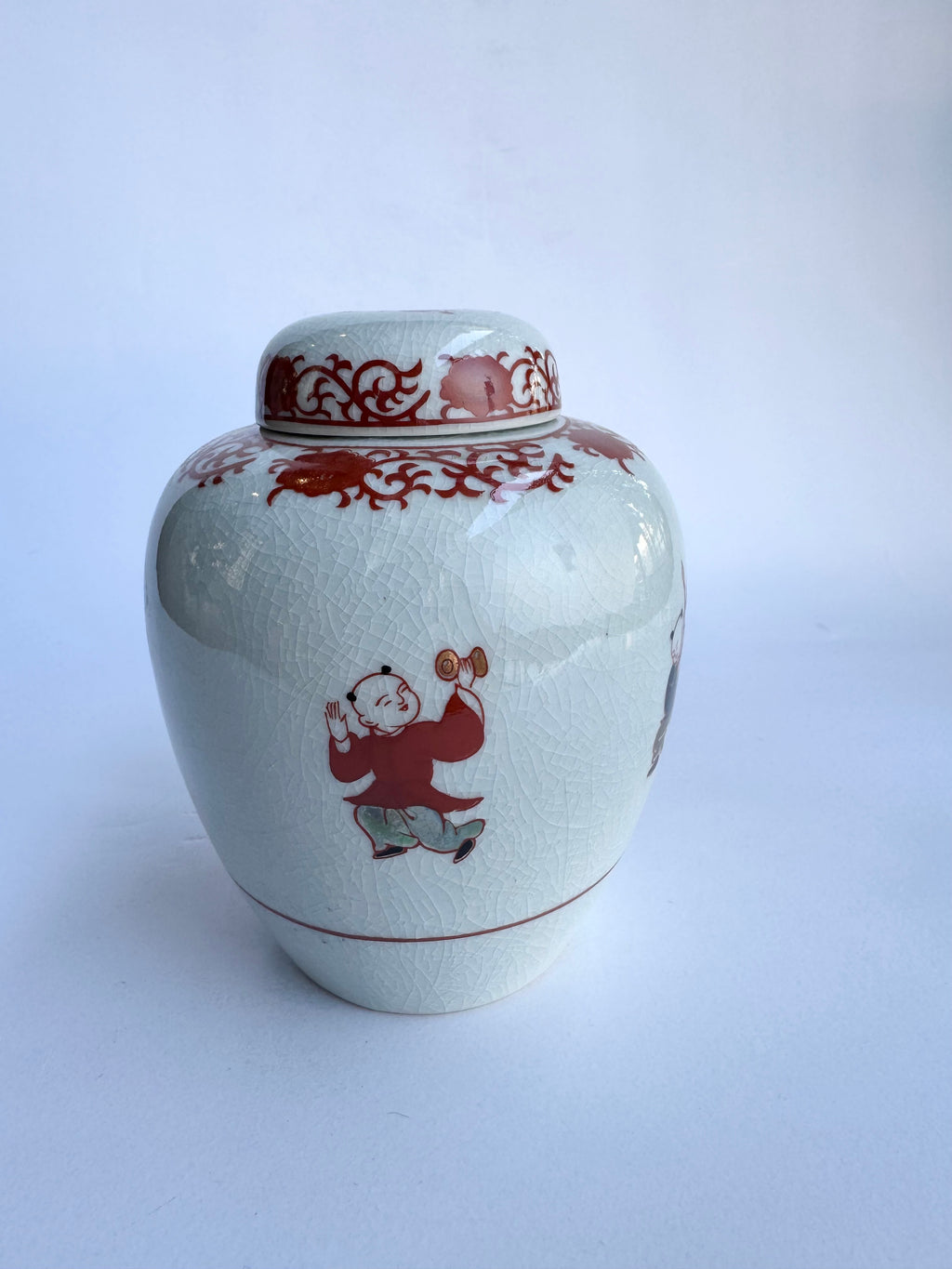 Arita Red & White Lidded Jar – Vintage Japanese Tea Canister