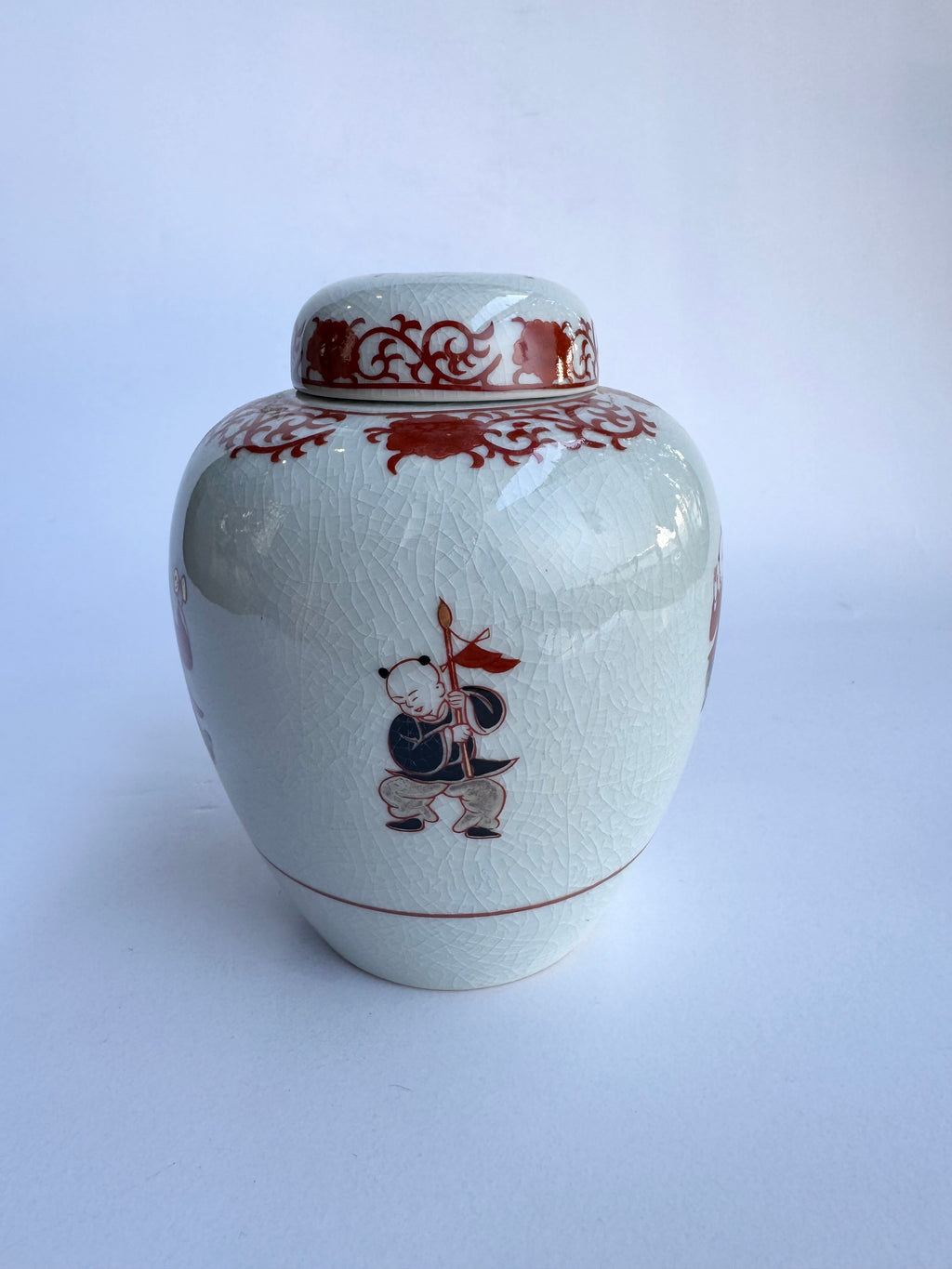Arita Red & White Lidded Jar – Vintage Japanese Tea Canister