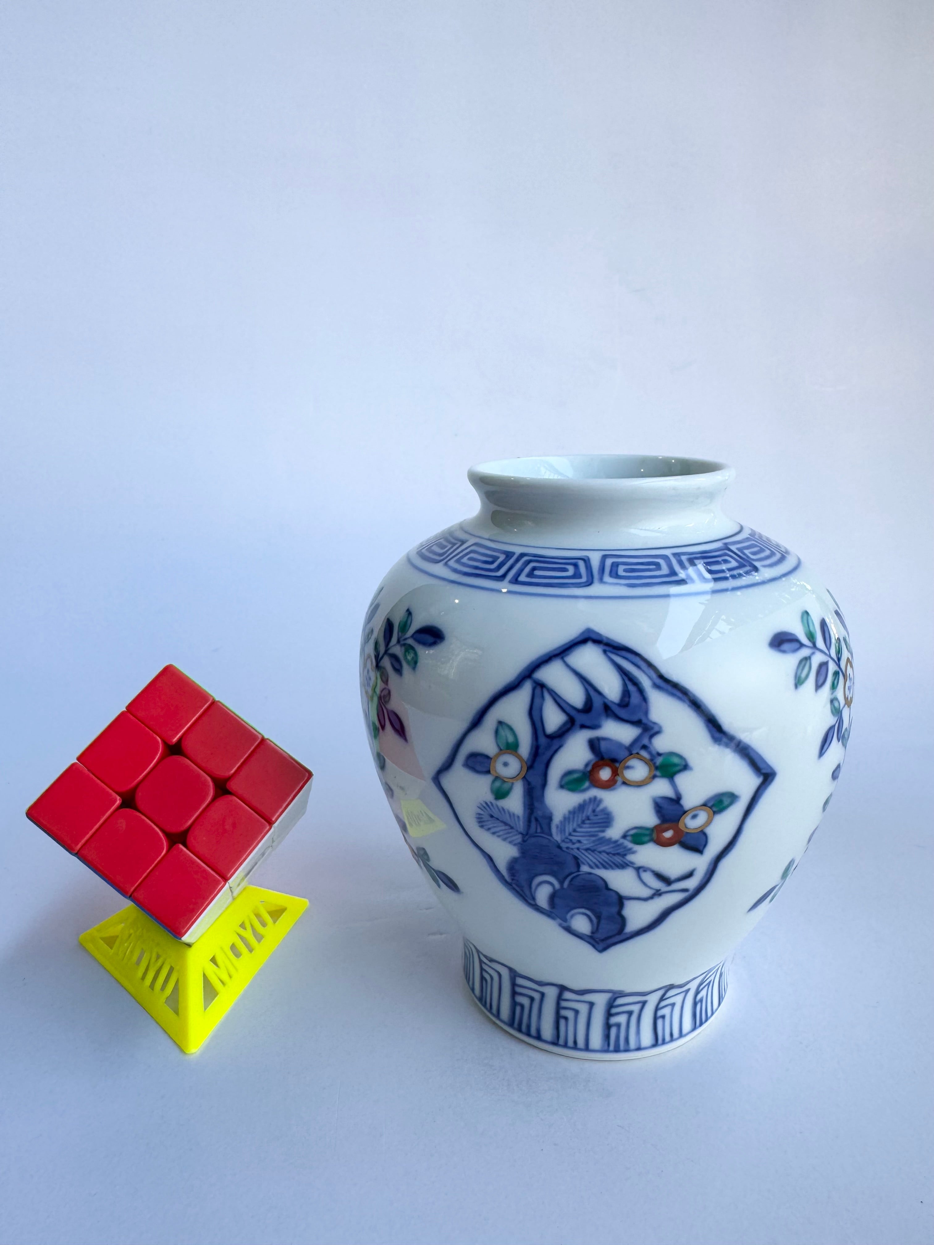 Arita Blue & White Porcelain Vase | Vintage Japanese Hand-Painted Floral Decor