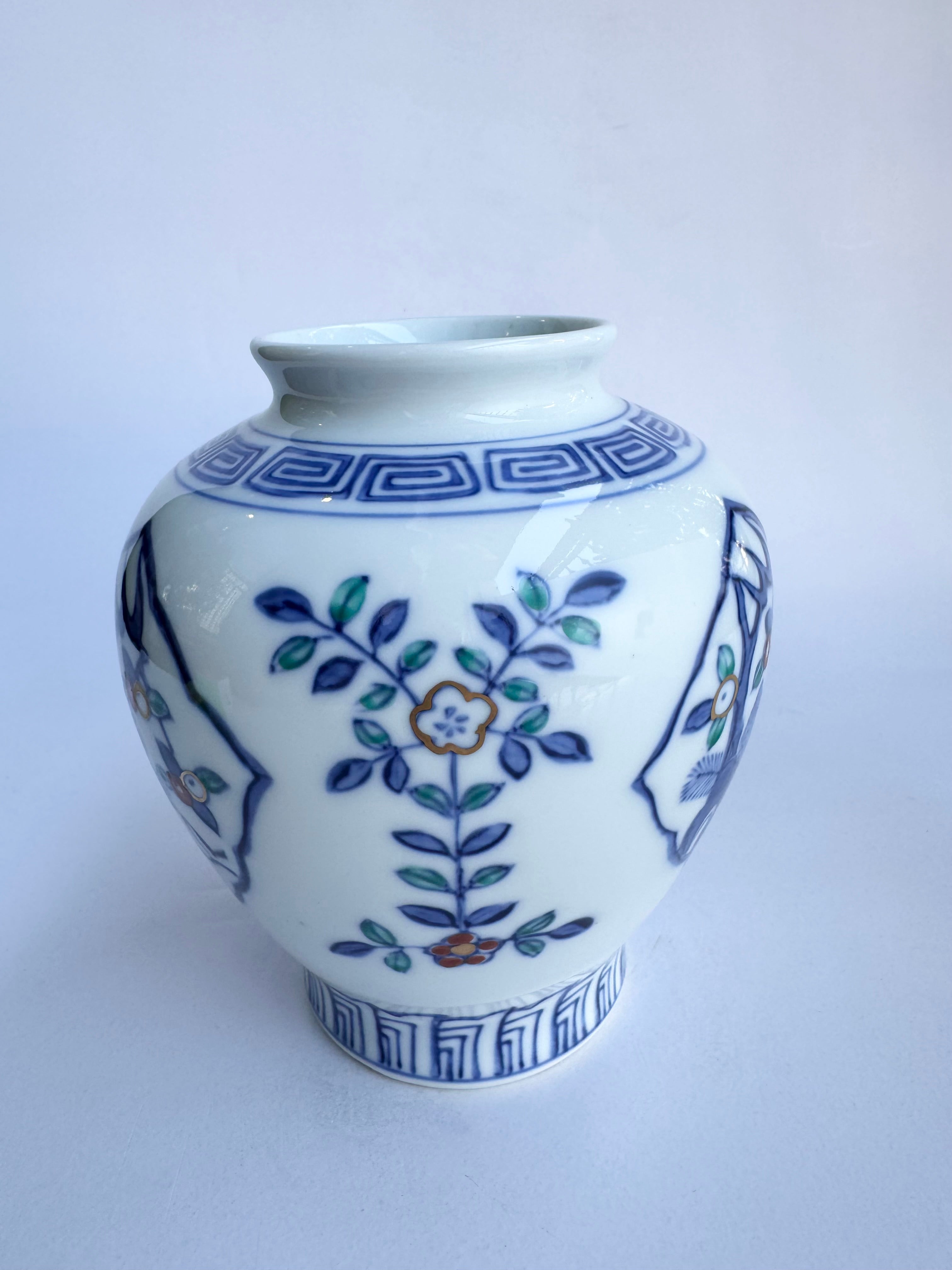 Arita Blue & White Porcelain Vase | Vintage Japanese Hand-Painted Floral Decor