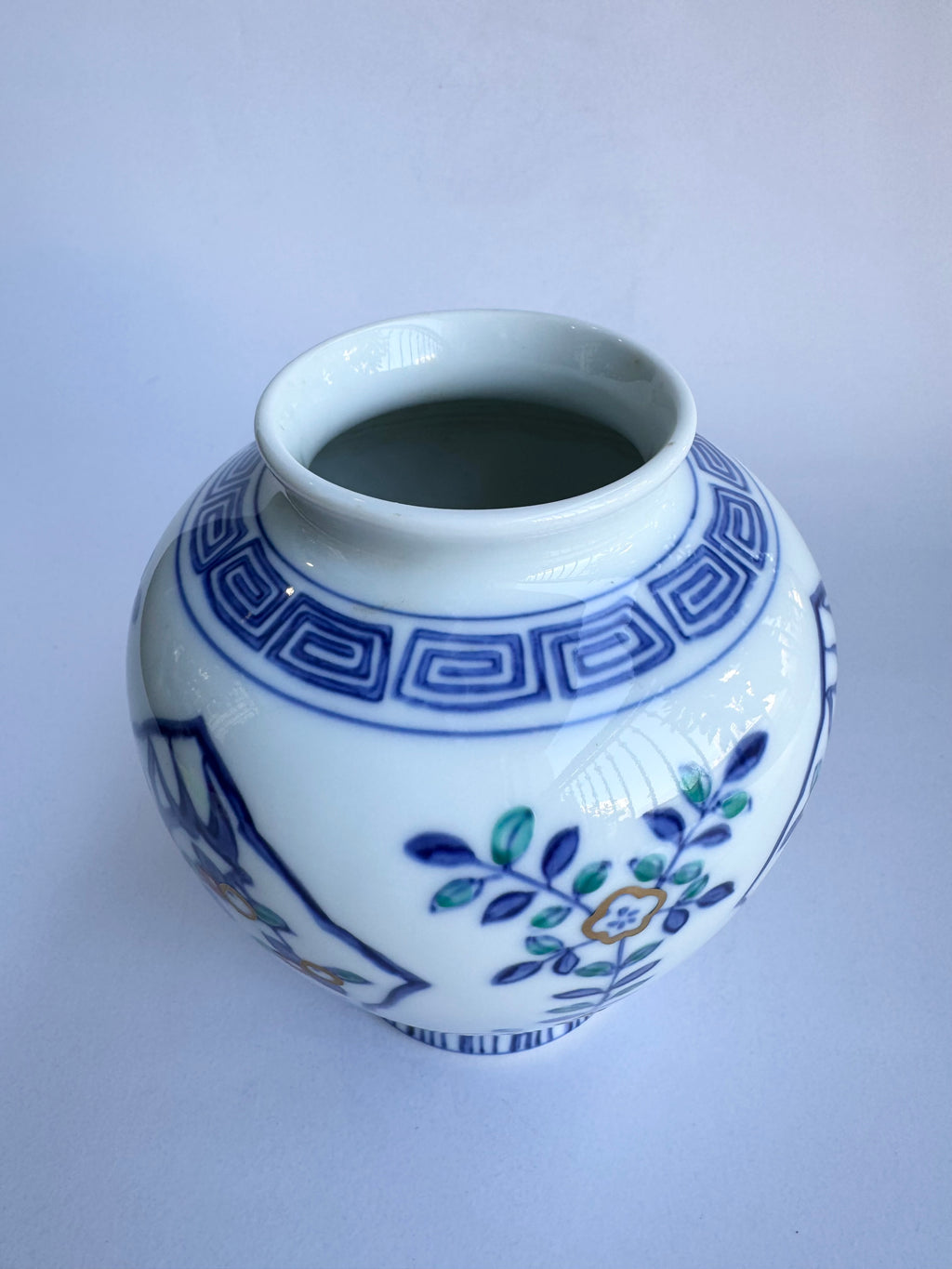 Arita Blue & White Porcelain Vase | Vintage Japanese Hand-Painted Floral Decor
