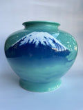 Celadon Vase – Hand-Painted Mount Fuji 