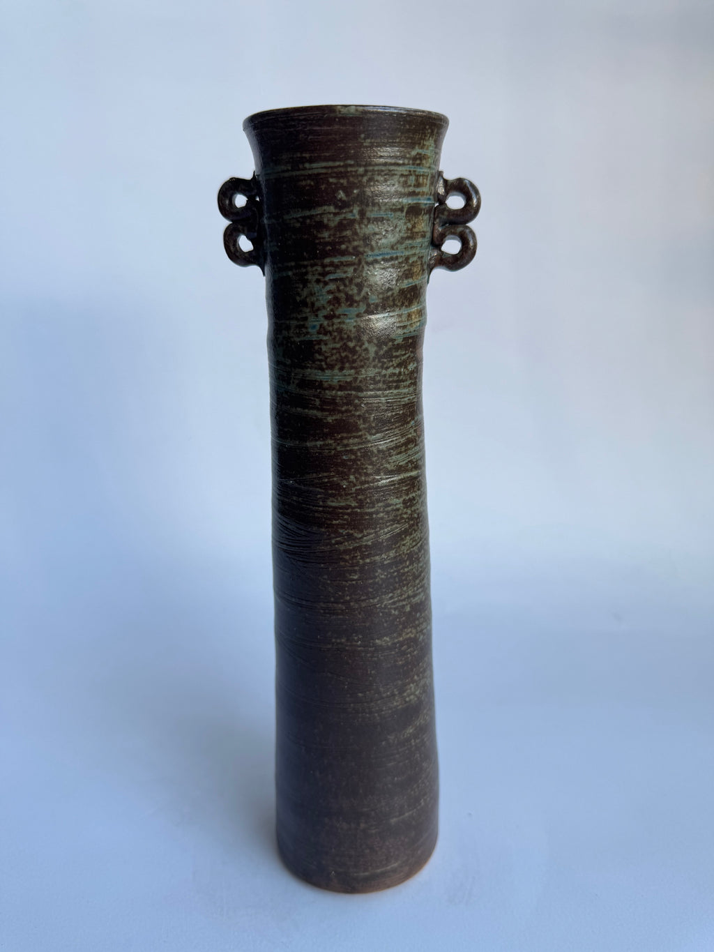 Vintage Bizen Ikebana Vase with Rare Green Hidasuki Fire Marks | Japanese Pottery Art