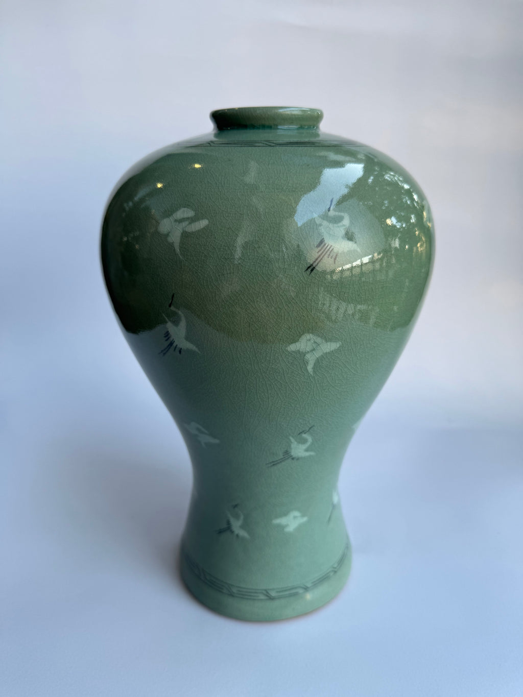 Celadon Crane Vase