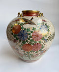 Satsuma Meiji Vase with Handles | Hand-Painted Floral & Bird Art