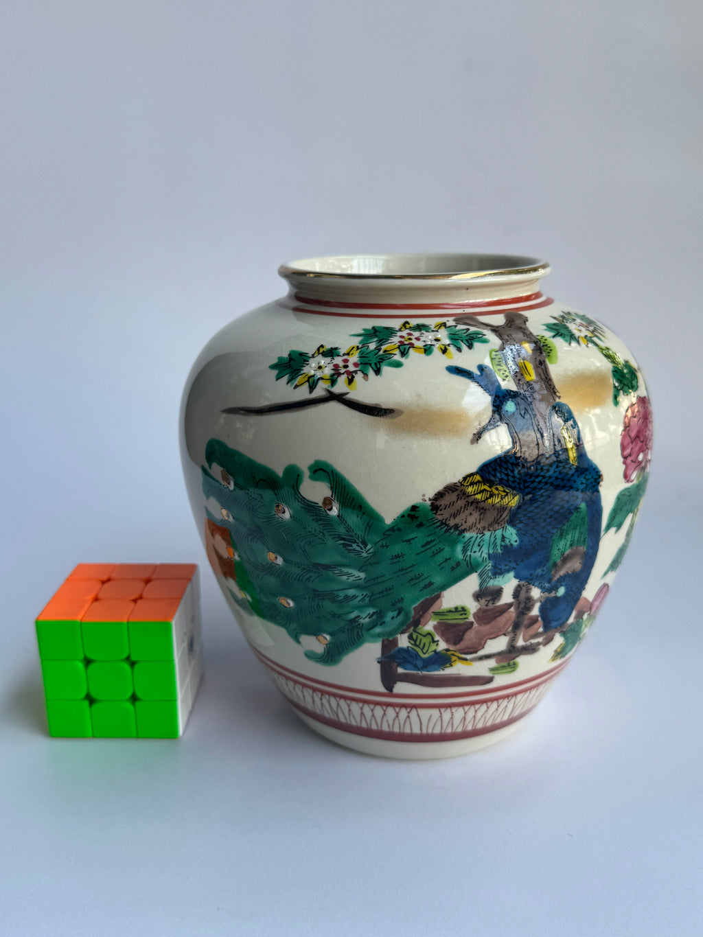 Kutani Vase - Peacock & Peony Design, Vintage Japanese Porcelain