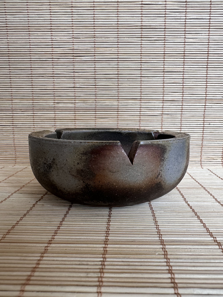 Japanese Bizen Ware Catch-All Dish | Ao-Bizen Sangiri Blue-Grey | Studio Mark | Yakishime Desk Tray | Wabi-Sabi Ceramic Bowl