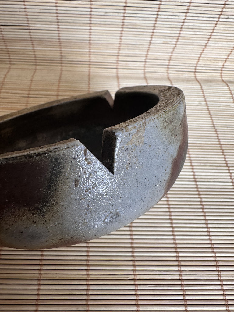 Japanese Bizen Ware Catch-All Dish | Ao-Bizen Sangiri Blue-Grey | Studio Mark | Yakishime Desk Tray | Wabi-Sabi Ceramic Bowl