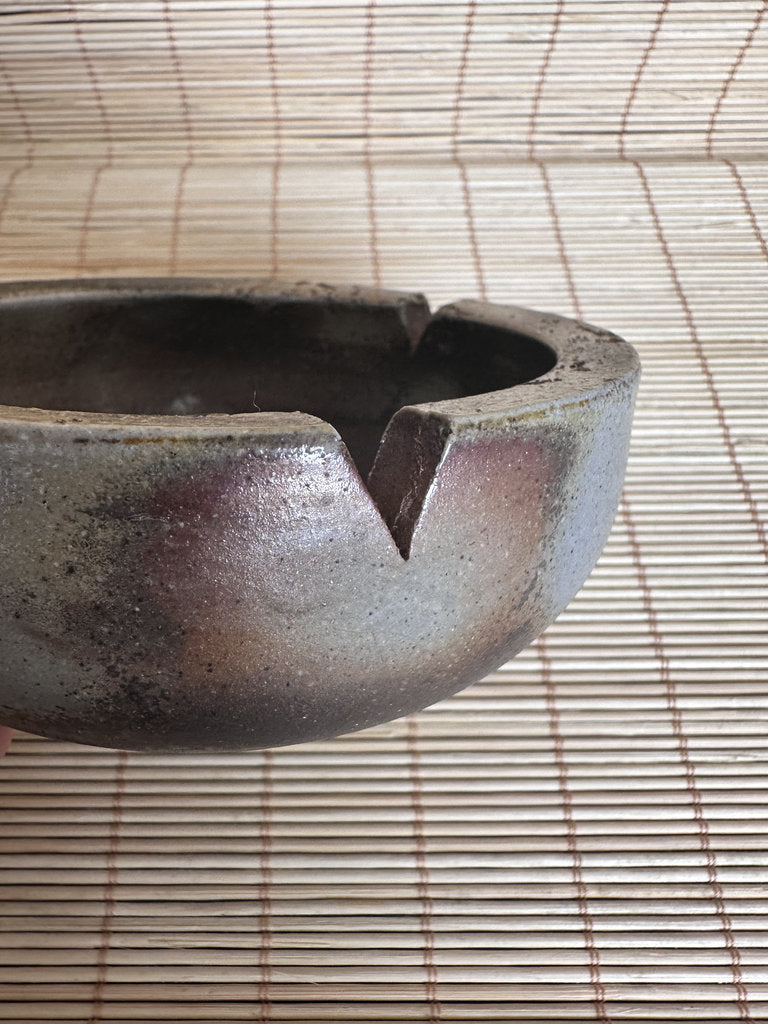 Japanese Bizen Ware Catch-All Dish | Ao-Bizen Sangiri Blue-Grey | Studio Mark | Yakishime Desk Tray | Wabi-Sabi Ceramic Bowl