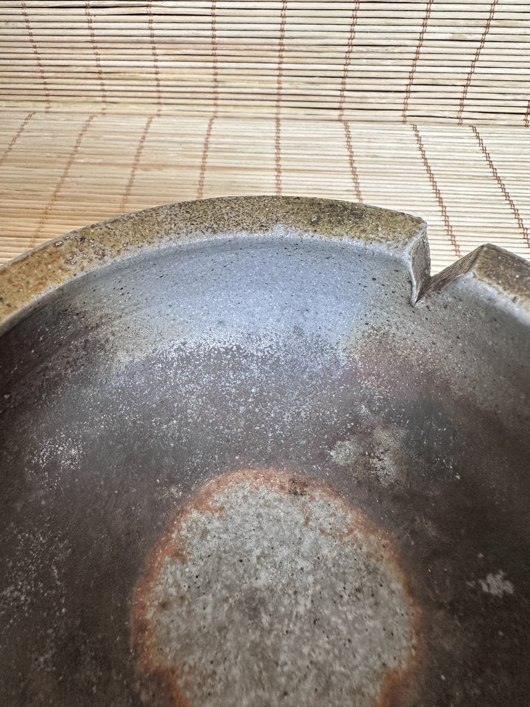 Japanese Bizen Ware Catch-All Dish | Ao-Bizen Sangiri Blue-Grey | Studio Mark | Yakishime Desk Tray | Wabi-Sabi Ceramic Bowl