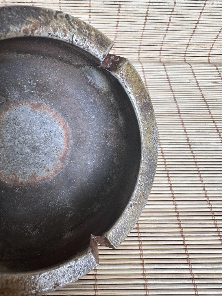 Japanese Bizen Ware Catch-All Dish | Ao-Bizen Sangiri Blue-Grey | Studio Mark | Yakishime Desk Tray | Wabi-Sabi Ceramic Bowl