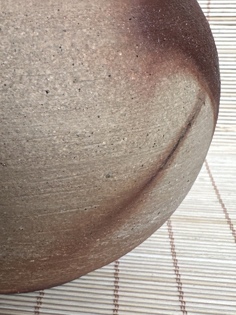 Japanese Moon Jar Vase | Yakishime Hidasuki Scarlet | Shigaraki Style | Six Ancient Kilns | Wabi-Sabi Tsubo | Wood-Fired Stoneware | Display Vase
