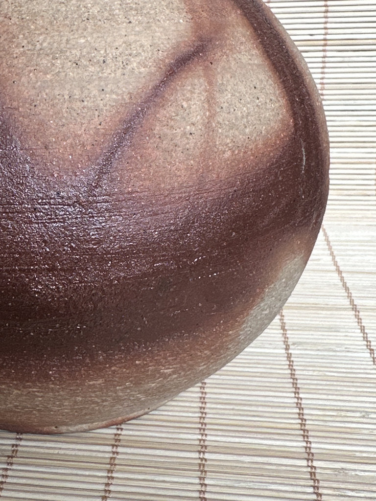 Japanese Moon Jar Vase | Yakishime Hidasuki Scarlet | Shigaraki Style | Six Ancient Kilns | Wabi-Sabi Tsubo | Wood-Fired Stoneware | Display Vase