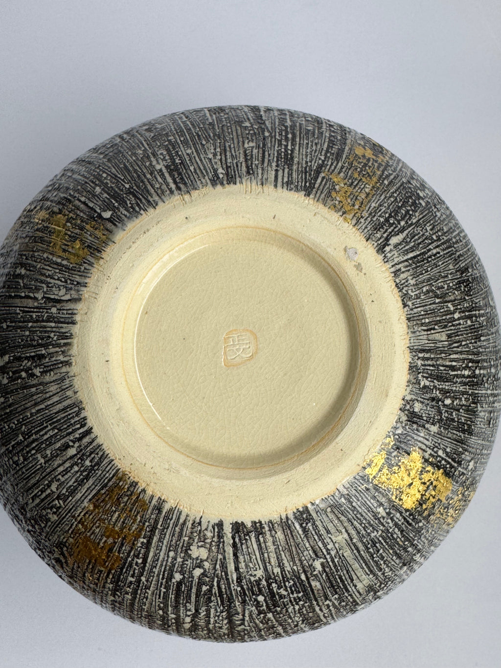 Vase in the Style of Masafumi Fujiwara– Moss Green Textured Glaze with Hand-Applied Gold Leaf