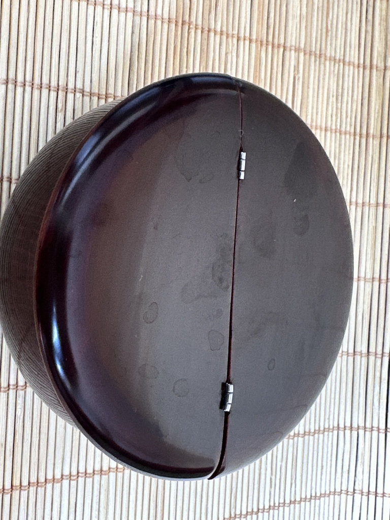 Japanese Natsume Tea Caddy | Tame-Nuri Urushi Lacquer | Wari-Buta Split Lid | Kinran Shifuku Pouch | Chanoyu Matcha Container