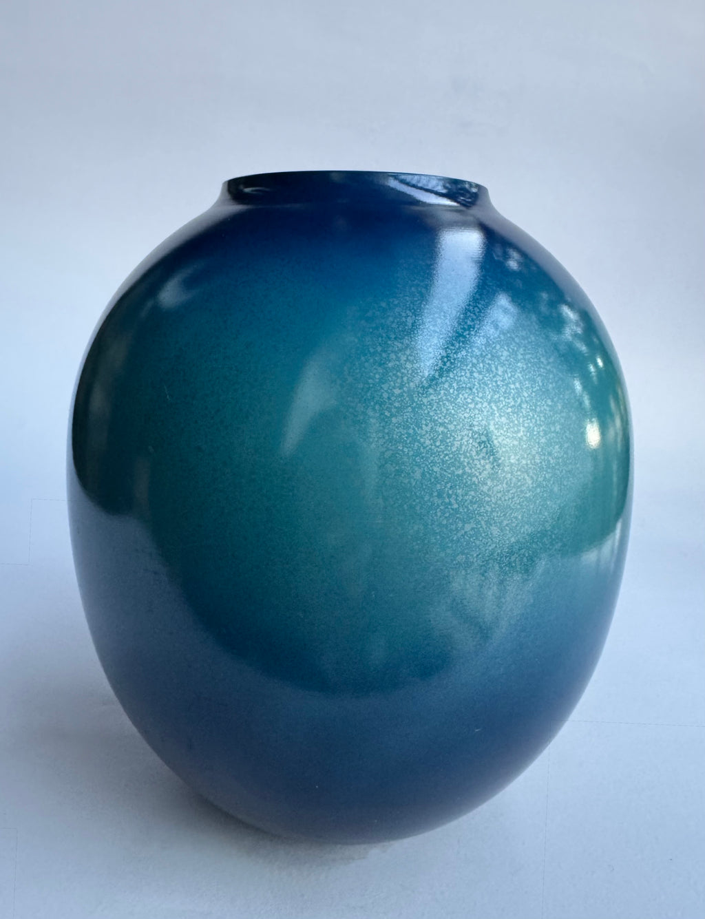 Japanese Bronze-Style Blue Glaze Vase with Hand-Painted Floral Motif – Vintage Japan Art