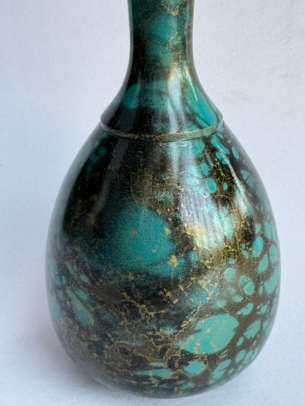 Japanese Bronze Mini Vase - Handcrafted Patina Green Glaze