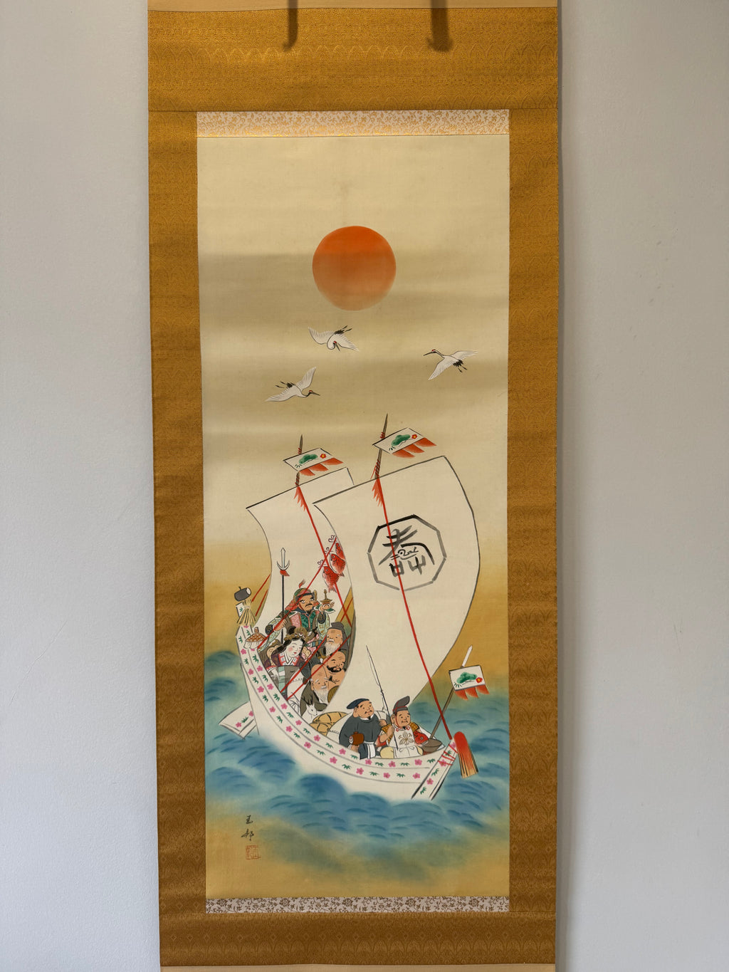 Japanese Shichifukujin Kakemono Scroll • Seven Lucky Gods on Takarabune