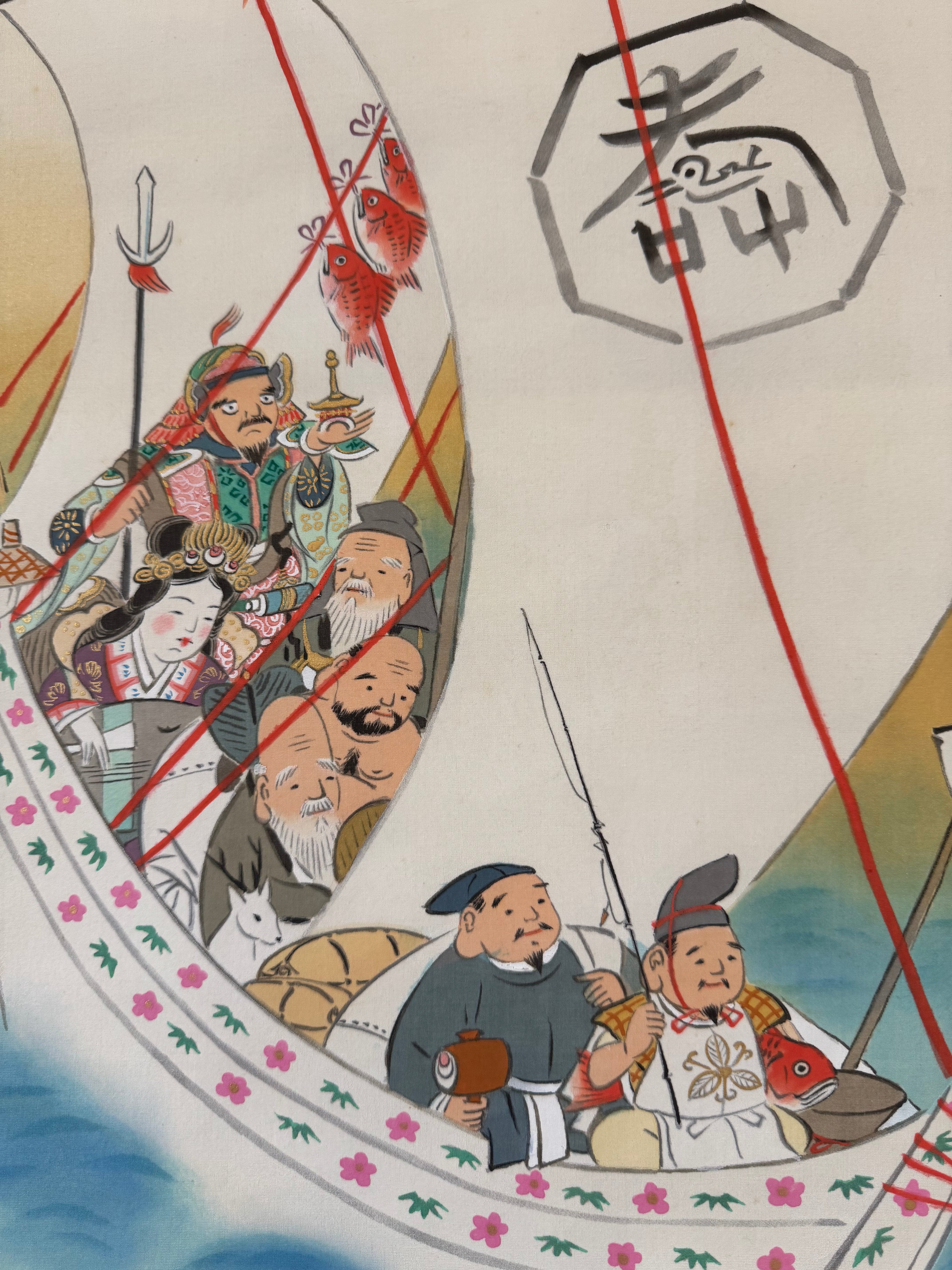 Japanese Shichifukujin Kakemono Scroll • Seven Lucky Gods on Takarabune