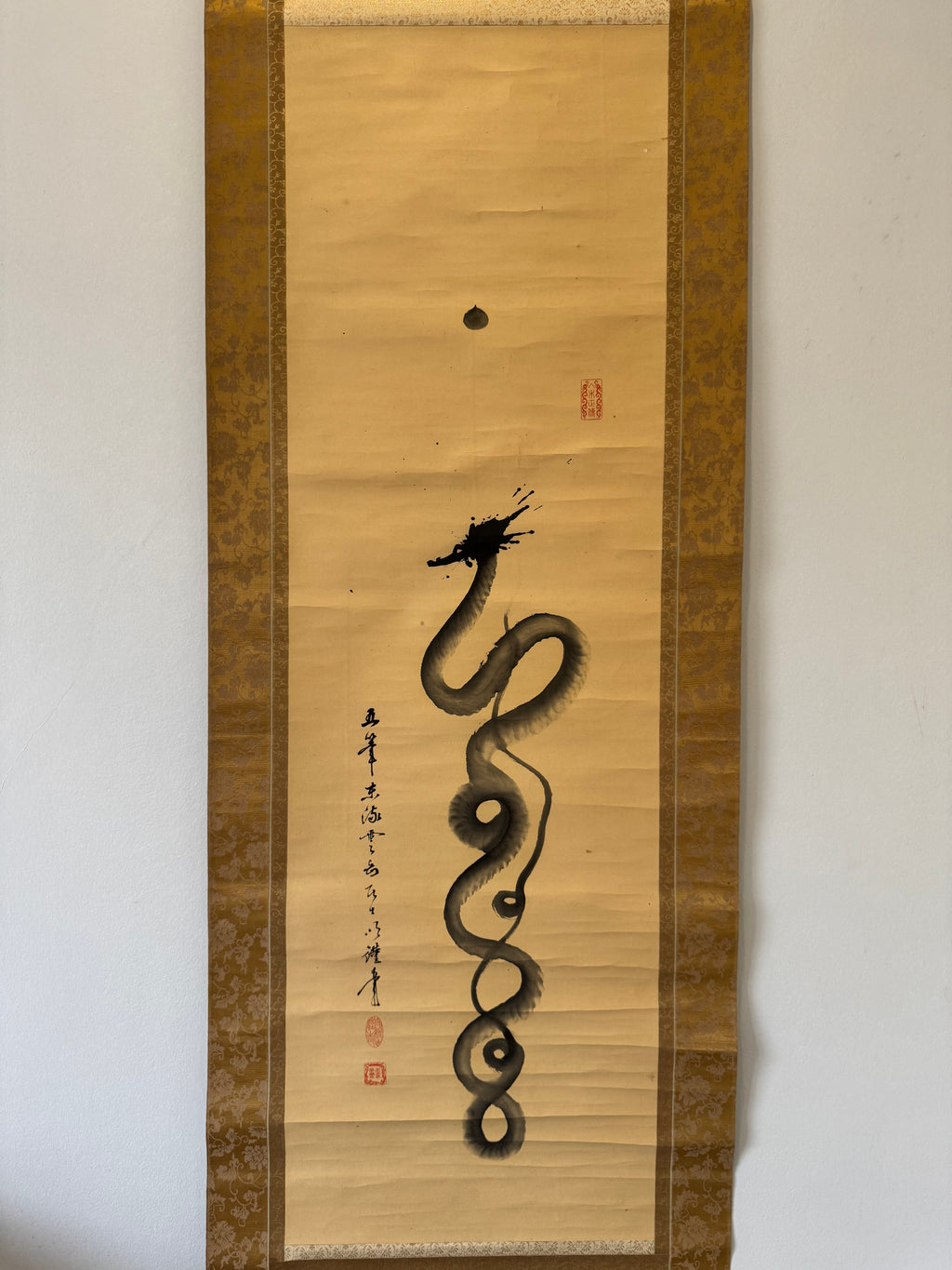 Japanese Dragon Sumi-e Kakemono • Antique Ink Painting Scroll - Collectible Decor