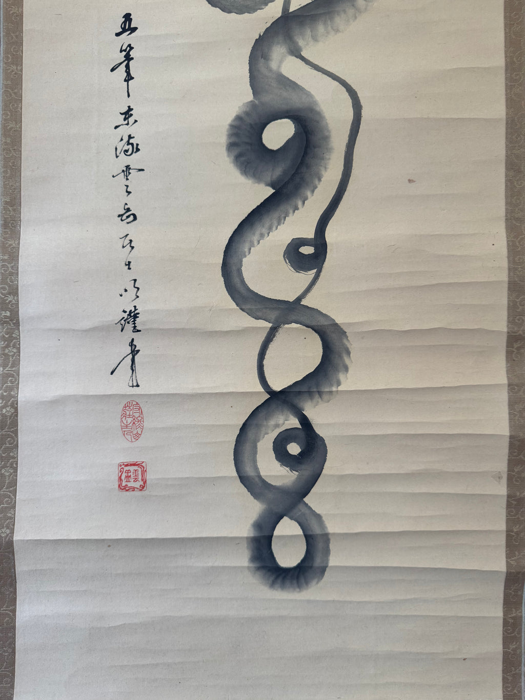 Japanese Dragon Sumi-e Kakemono • Antique Ink Painting Scroll - Collectible Decor