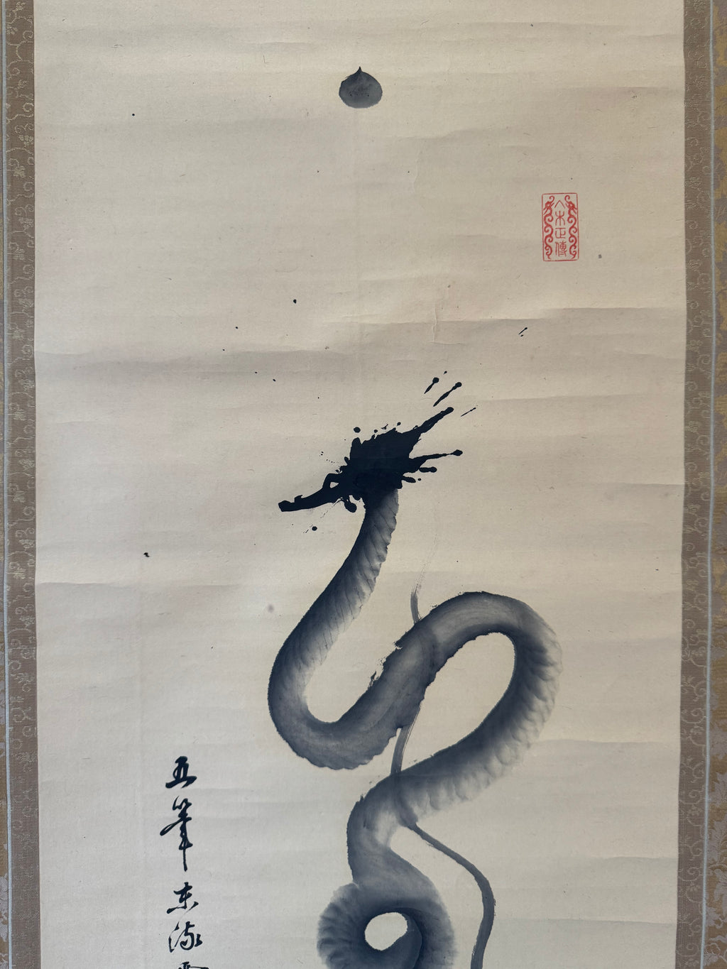 Japanese Dragon Sumi-e Kakemono • Antique Ink Painting Scroll - Collectible Decor