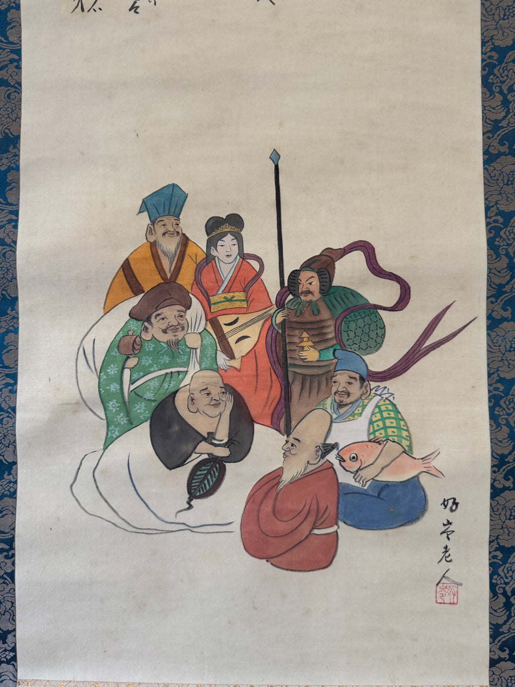 Japanese Seven Lucky Gods Kakemono • Shichifukujin Scroll
