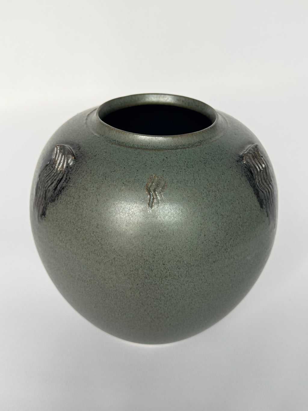 Small Green Ceramic Vase – Handmade Artistic Pottery with Freeform Brushwork