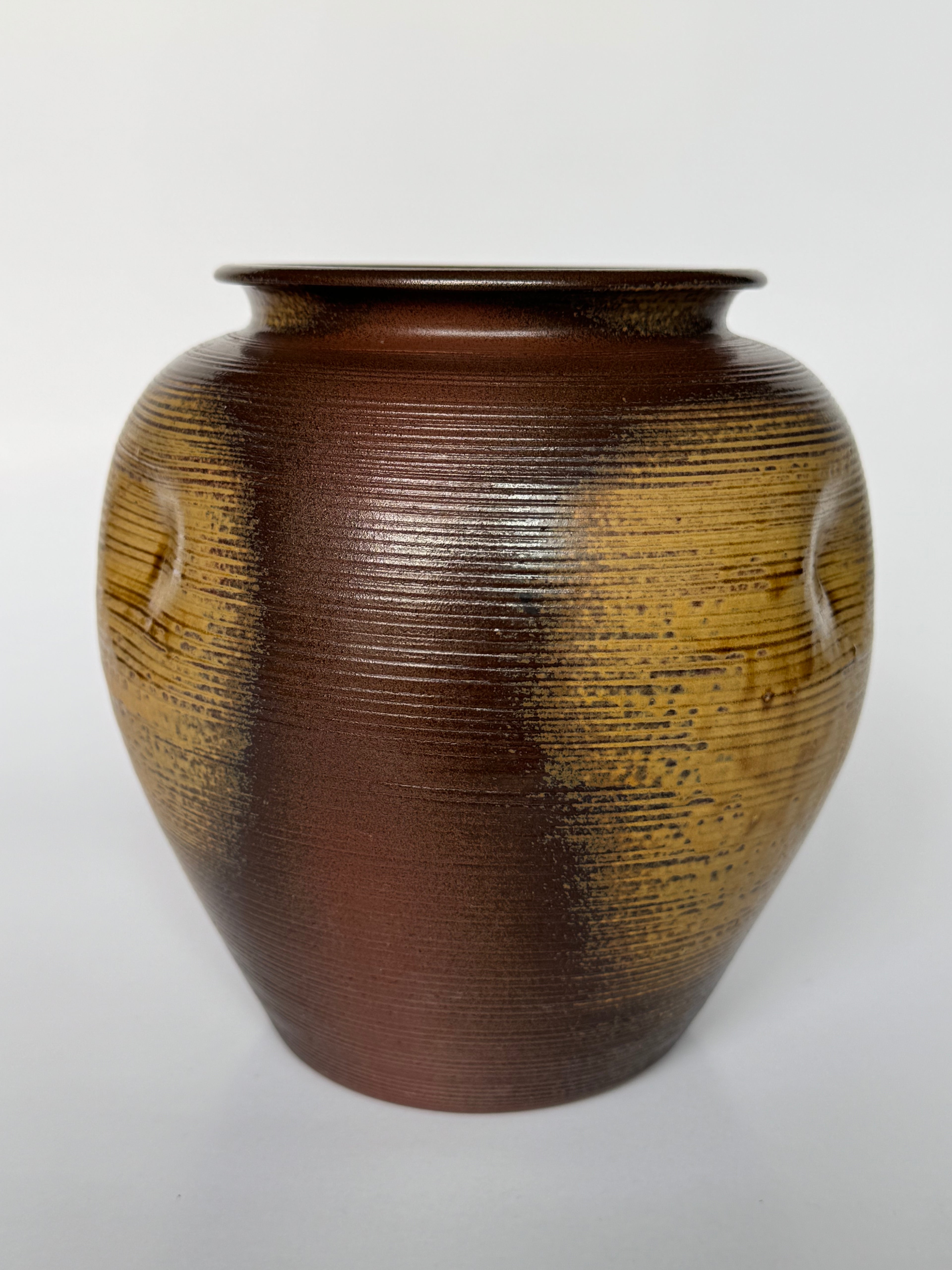 Small Rustic Brown Ceramic Vase – Handmade Red-Brown Natural Drip Glaze Pottery