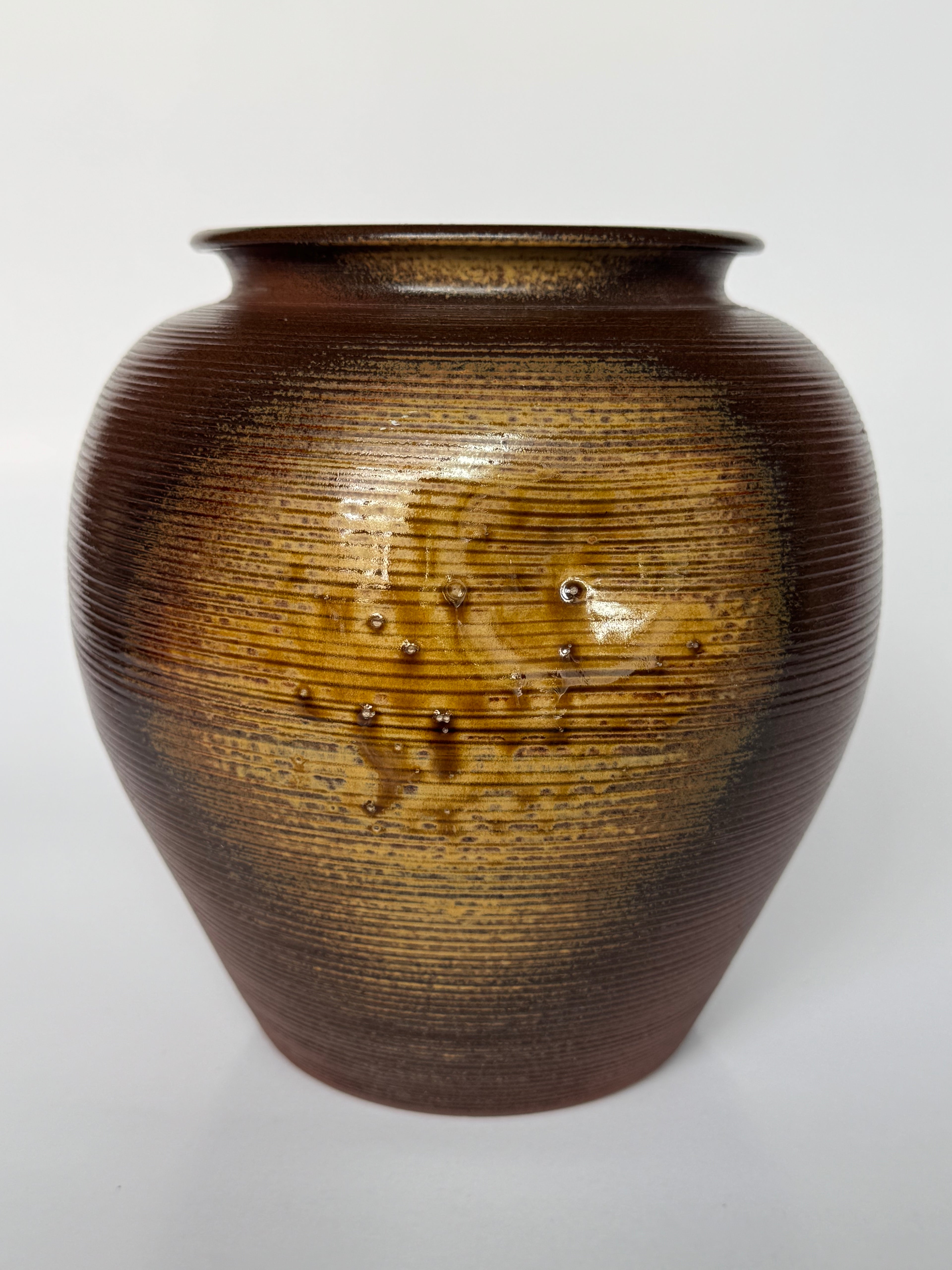 Small Rustic Brown Ceramic Vase – Handmade Red-Brown Natural Drip Glaze Pottery