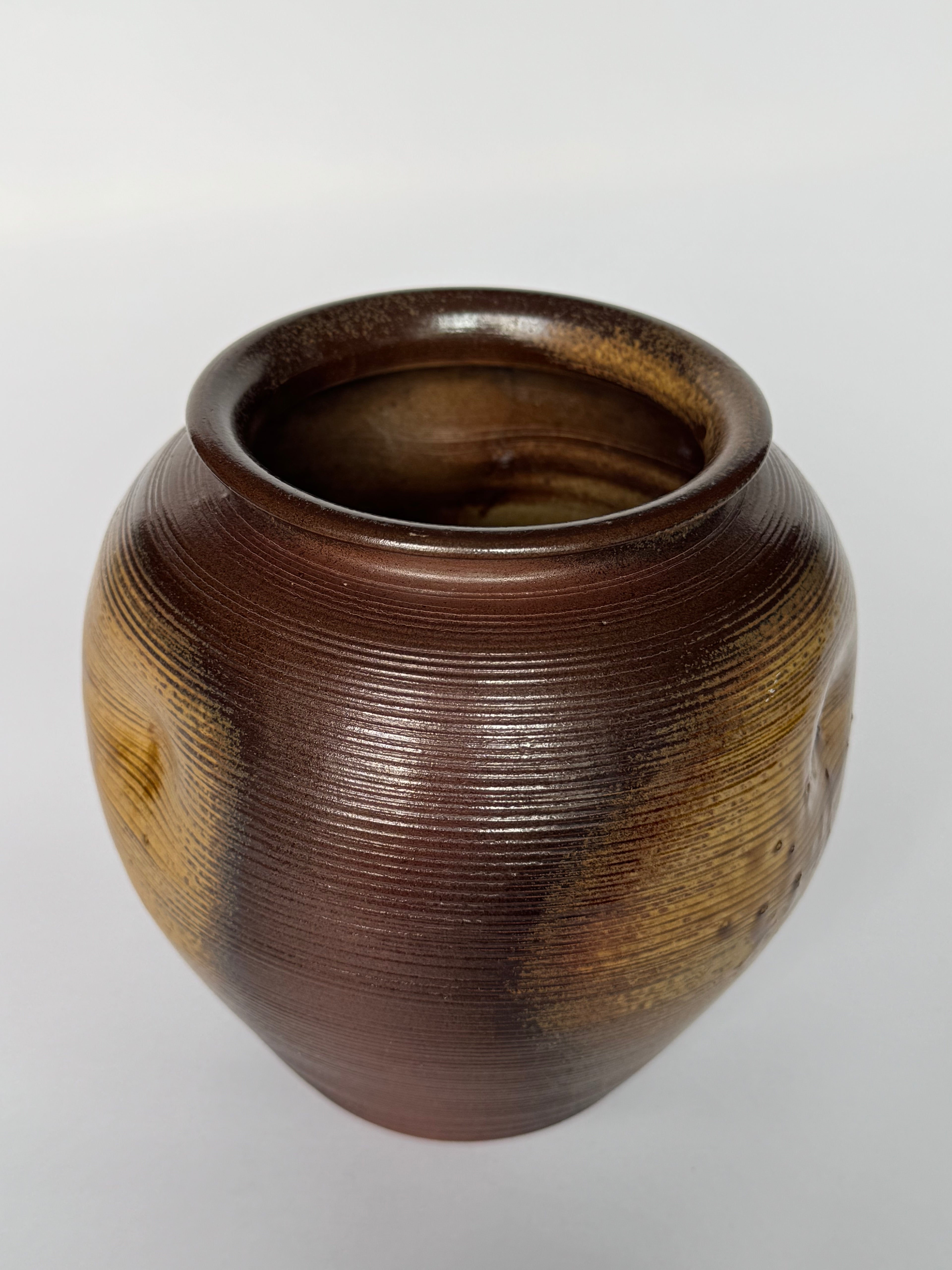 Small Rustic Brown Ceramic Vase – Handmade Red-Brown Natural Drip Glaze Pottery