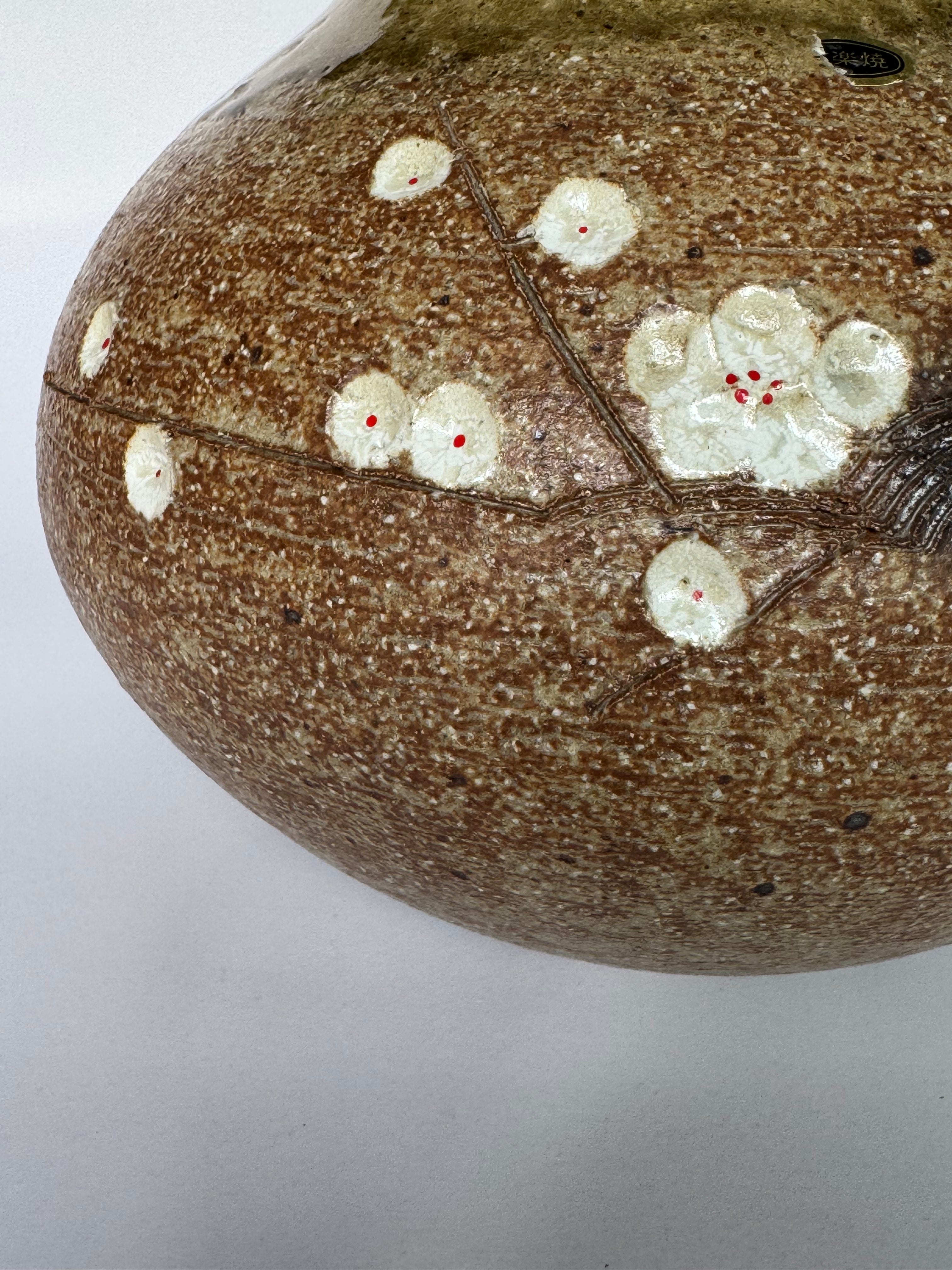 Japandi Rustic Brown Ceramic Vase – Handmade Stoneware with Simple Carved Floral Motif