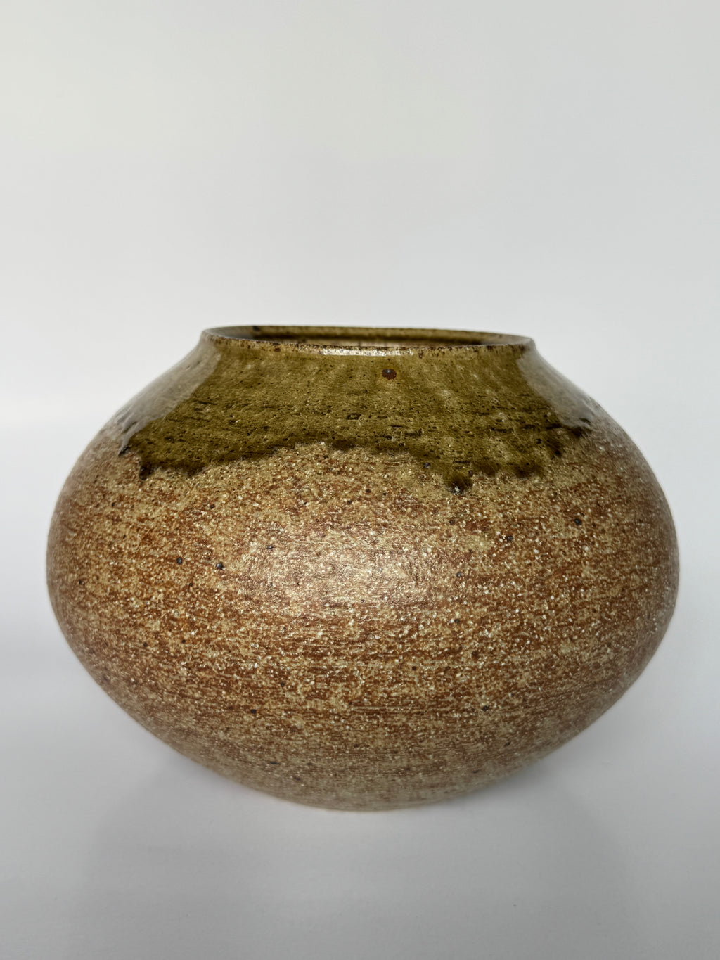 Japandi Rustic Brown Ceramic Vase – Handmade Stoneware with Simple Carved Floral Motif