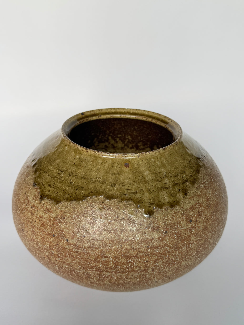 Japandi Rustic Brown Ceramic Vase – Handmade Stoneware with Simple Carved Floral Motif