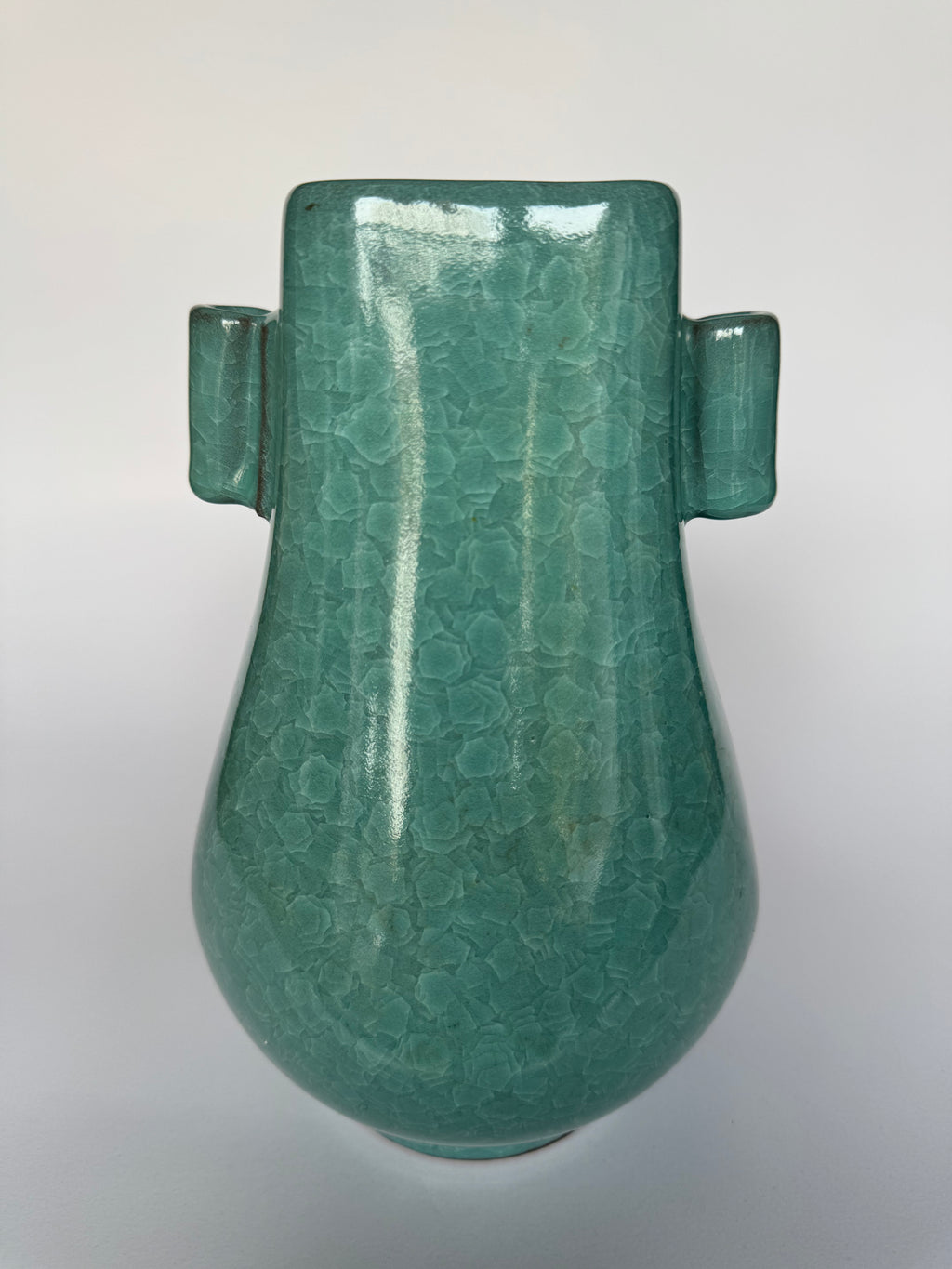 Celadon Crackle Glaze Vase Set – Handmade Green Ceramic Pair Symbolizing Harmony & Family Bond