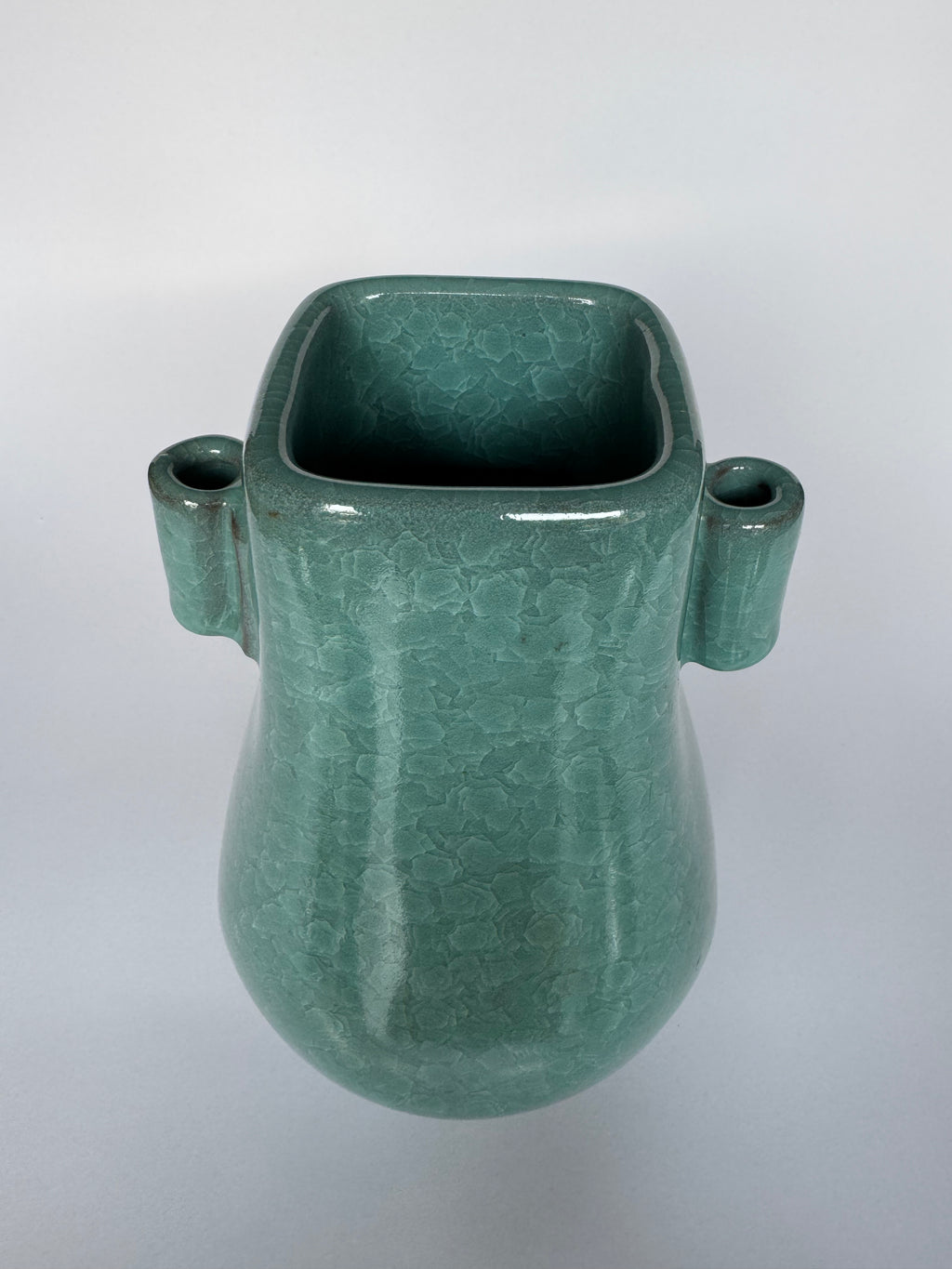Celadon Crackle Glaze Vase Set – Handmade Green Ceramic Pair Symbolizing Harmony & Family Bond