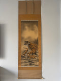 Japanese Tiger Kakemono Print – Symbolic Mother and Child Hanging Scroll Art